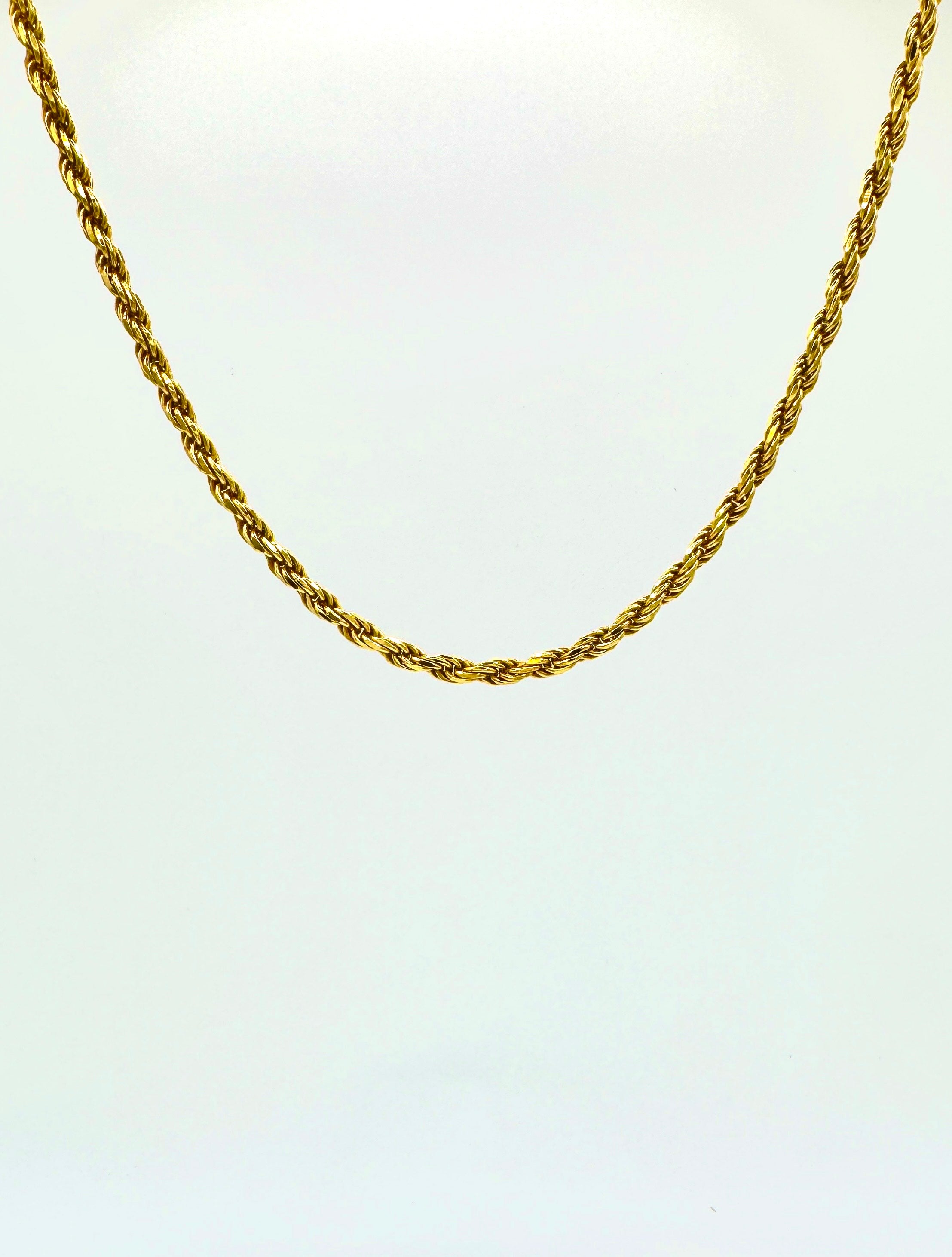 Solid 4mm 24k gold plated rope chain(diamond cut) 22 inches